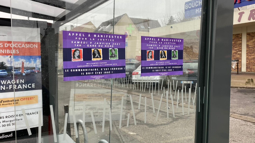Li Parîsê ji bo meşa 9’ê Çileyê afîş hatin daliqandin, belavok hatin belavkirin